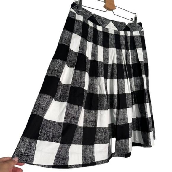 Talbots Black and White Buffalo Check Plaid Pleated Cotton Skirt Size 2 Petite - Picture 3 of 8
